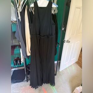 Azazie Black Pleated Maxi Dress